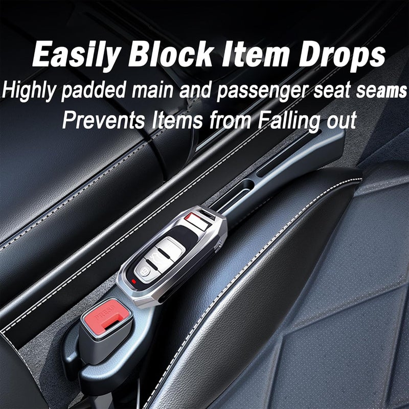 LevChall 2PCS Car Seat Gap Filler，Gap Stopper Fill Gap Between Seat and Console，Built-in Recessed Storage Organizer，Universal for Most Cars Trucks SUVs to Stop Things from Dropping（Black） - Image 4